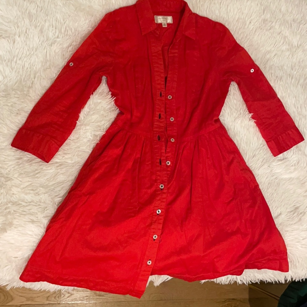 Anthropologie red cotton dress
